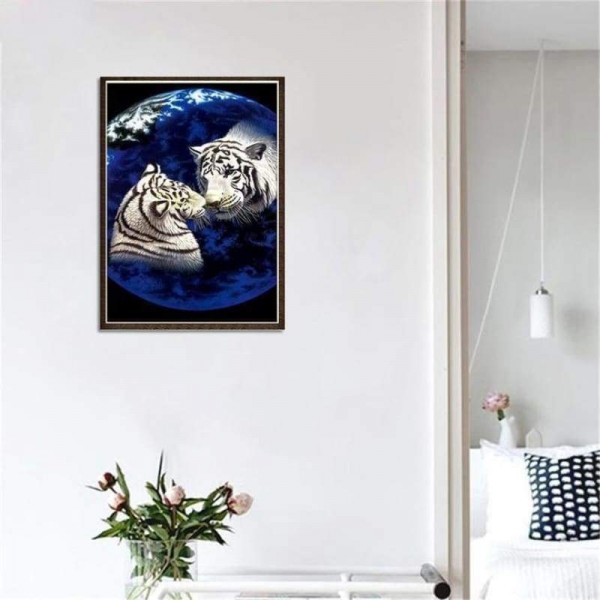 Volledige boor - 5D DIY Diamond Painting Kits Cartoon Dream Animal Loving Tigers