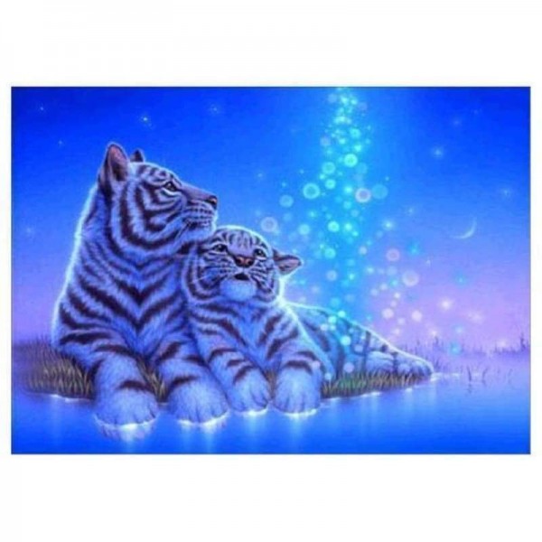 Volledige boor - 5D DIY Diamond Painting Kits Cartoon Dream Animal Loving Tigers