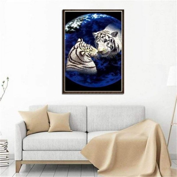Volledige boor - 5D DIY Diamond Painting Kits Cartoon Dream Animal Loving Tigers