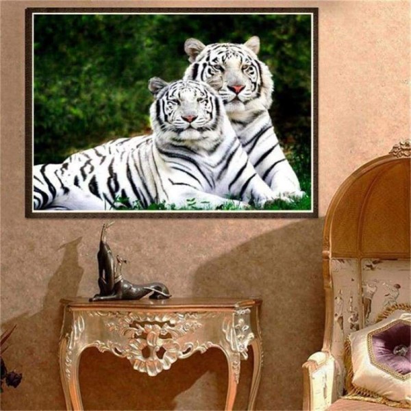 Volledige boor - 5D DIY Diamond Painting Kits Animal Tigers Couple