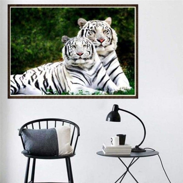 Volledige boor - 5D DIY Diamond Painting Kits Animal Tigers Couple
