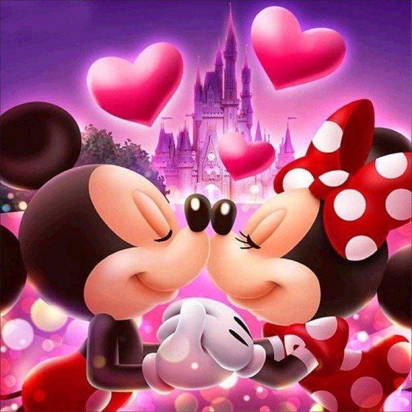 Mickey and Minnie in Love Disney - Volledig te bewerken Diamanten Schilderij