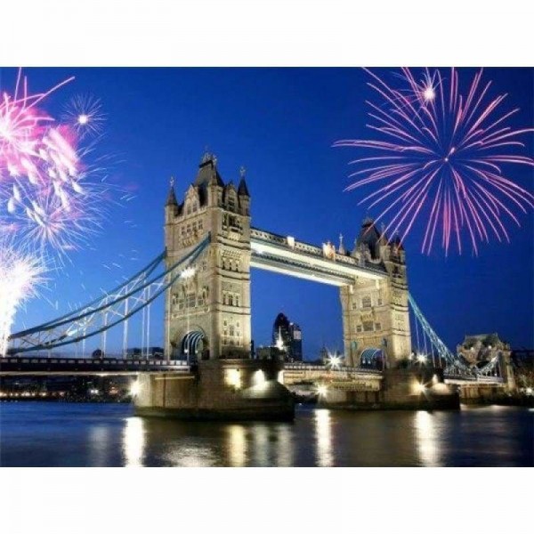 Volledige boor - 5D DIY Diamond Painting Kits Dream City Fireworks Show London Bridge