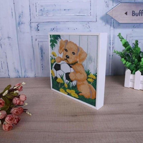 Volledige boor - 5D DIY Diamond Painting Kits Pet Dog Football in the Grass
