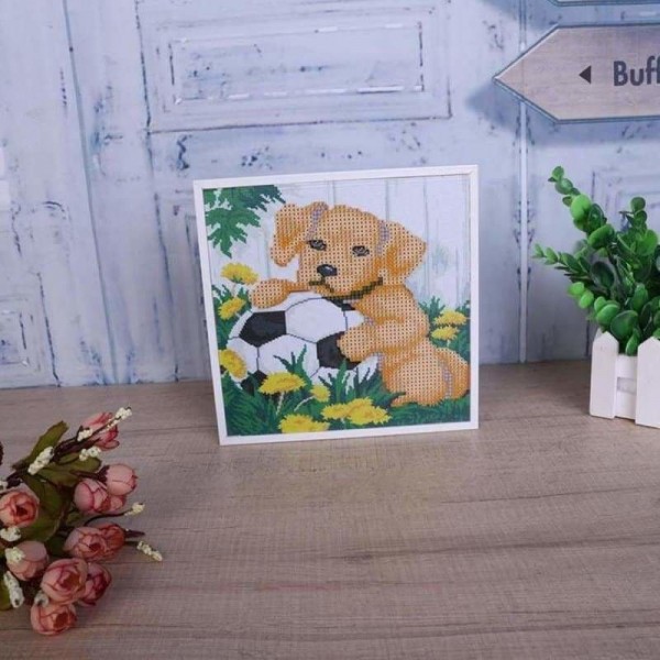 Volledige boor - 5D DIY Diamond Painting Kits Pet Dog Football in the Grass