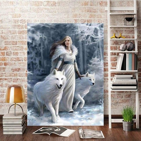 Volledige boor - 5D DIY Diamond Painting Kits Winter Beauty And Animal Wolf