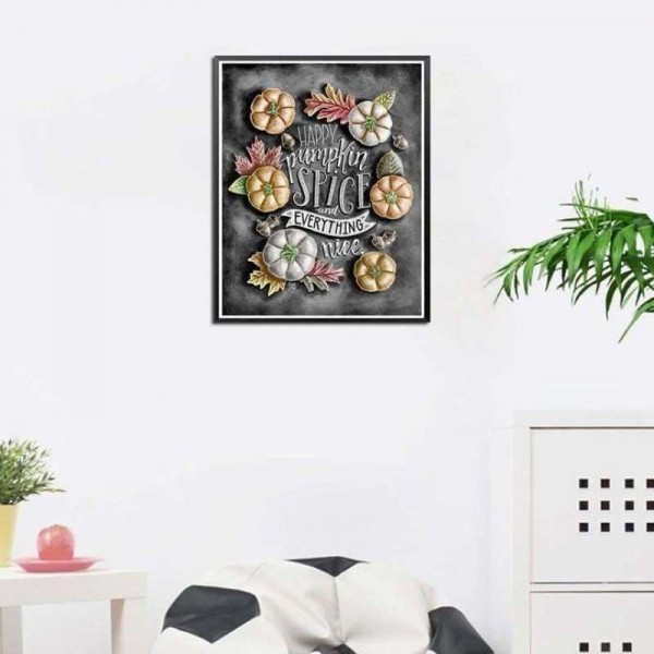Volledige boor - 5D DIY Diamond Painting Kits Cartoon Happy Pumpkin Blackboard