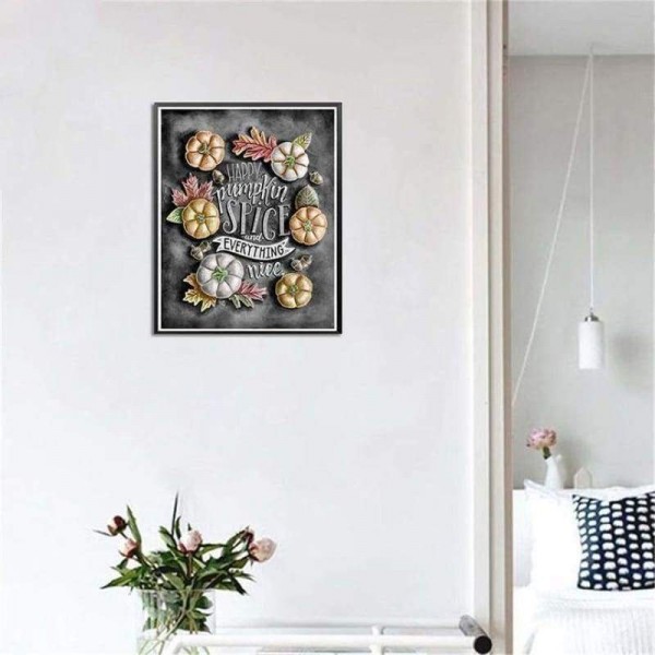 Volledige boor - 5D DIY Diamond Painting Kits Cartoon Happy Pumpkin Blackboard
