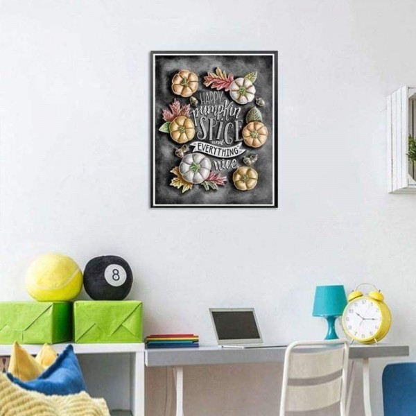 Volledige boor - 5D DIY Diamond Painting Kits Cartoon Happy Pumpkin Blackboard