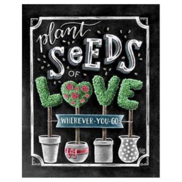 Volledige boor - 5D Diamond Painting Kits Beautiful Plant Seeds Love Blackboard