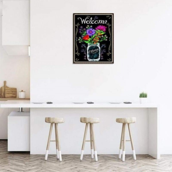 Volledige boor - 5D DIY Diamond Painting Welcome Home Blackboard AF9042