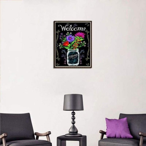 Volledige boor - 5D DIY Diamond Painting Welcome Home Blackboard AF9042