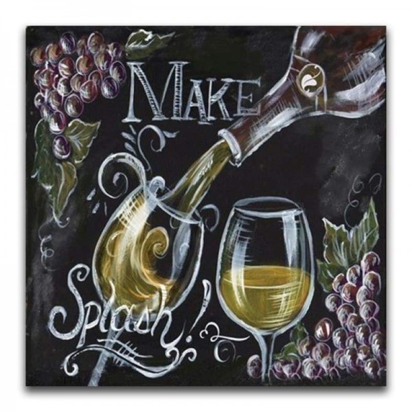 Volledige boor - 5D DIY Diamond Painting Kits Blackboard Wine Glass