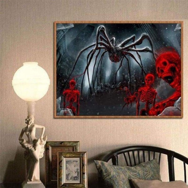 Volledige boor - 5D DIY Diamond Painting Kits Cartoon Halloween Spider Skull