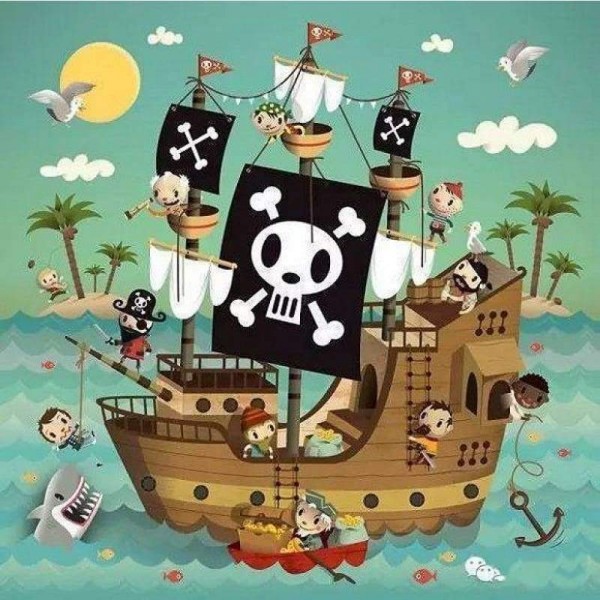 Volledige boor - 5D DIY Diamond Painting Kits Cartoon piratenschip