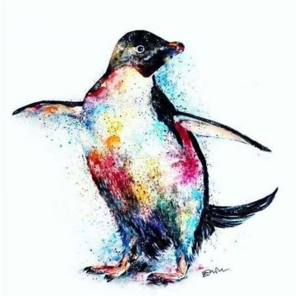 Kleurrijke pinguïn kunst