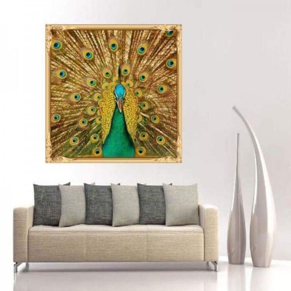 Volledige boor - 5D DIY Diamond Painting Kits Goud Modern Artistiek Pauw