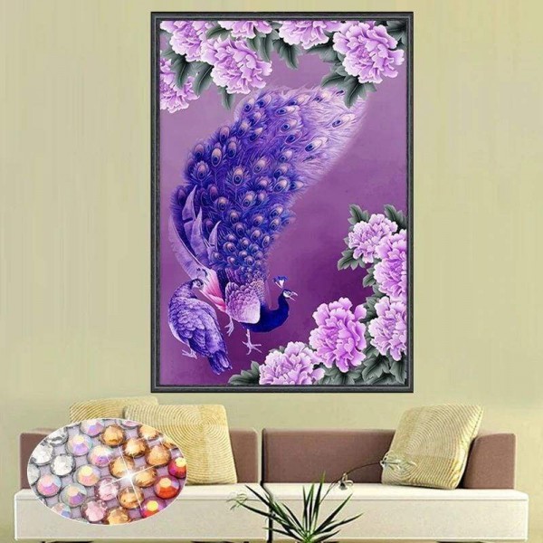 Volledige boor - 5D DIY Diamond Painting Kits Cartoon Pretty Flowers Peacock
