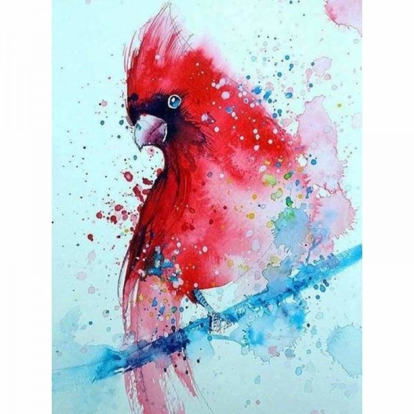 Waterverf schilderij rode vogel