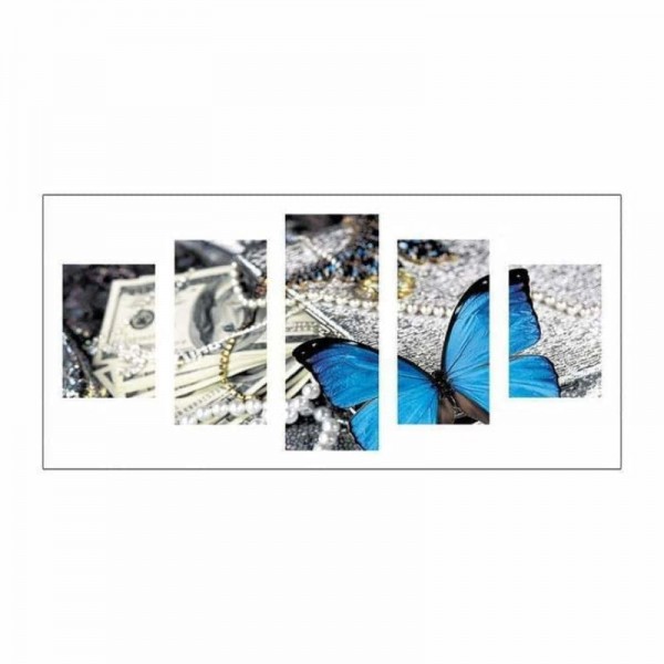 Volledige boor - 5D DIY Diamond Painting Kits Multi Panel Blue Butterfly