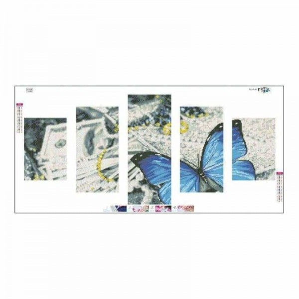 Volledige boor - 5D DIY Diamond Painting Kits Multi Panel Blue Butterfly