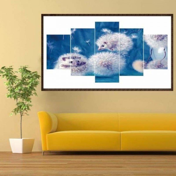 Volledige boor - 5D DIY Diamond Painting Kits Multi Panel Hedgedog Dandelion