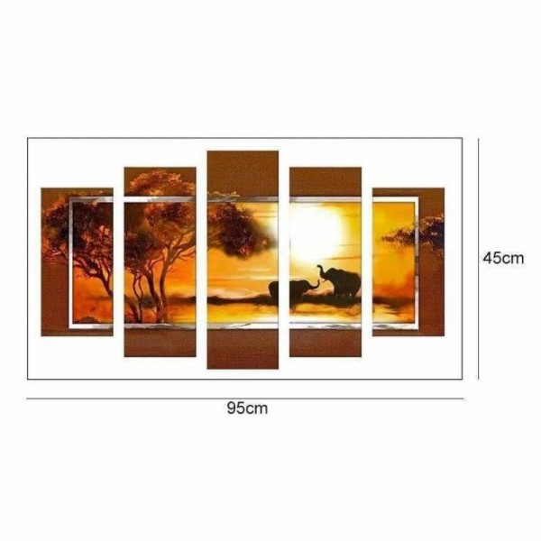 Volledige boor - 5D DIY Diamond Painting Kits Multi Panel Elephant Sunset