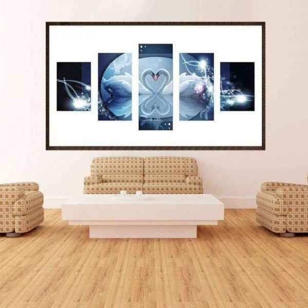 Volledige boor - 5D DIY Diamond Painting Kits Multi Panel Swans