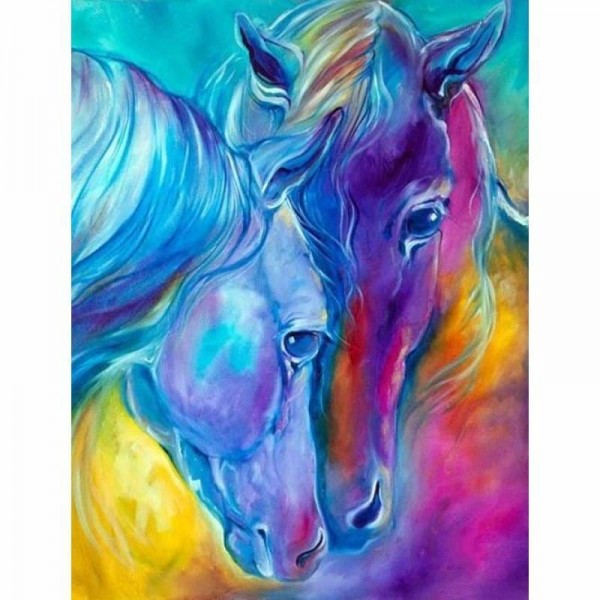 DOUBLE Pretty Horses- Full Vorm steentjes Diamond Painting -