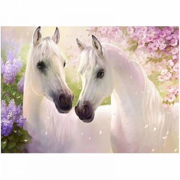 Twee witte paarden
