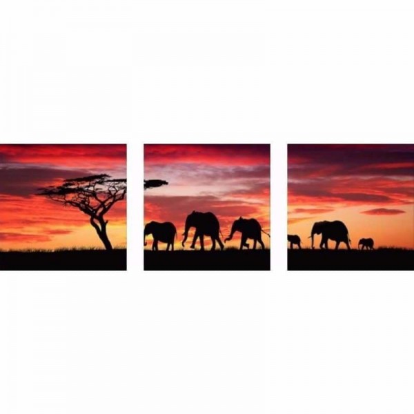 Volledige boor - 5D DIY Diamond Painting Kits Cartoon artistieke olifant zonsondergang