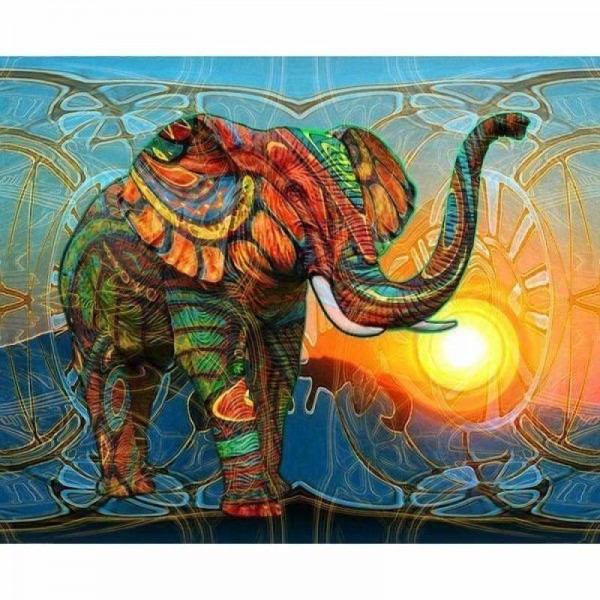 Volledige boor - 5D DIY Diamond Painting Kits Kleurrijke olifant