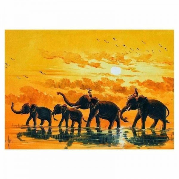 Volledige boor - 5D DIY Diamond Painting Kits Elephant Family