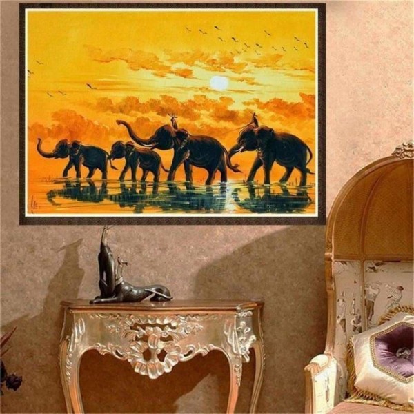 Volledige boor - 5D DIY Diamond Painting Kits Elephant Family