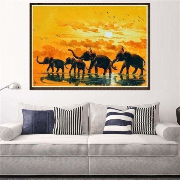 Volledige boor - 5D DIY Diamond Painting Kits Elephant Family
