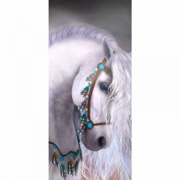 White Horse Blue Eyes-Volledige boor Diamond Painting-