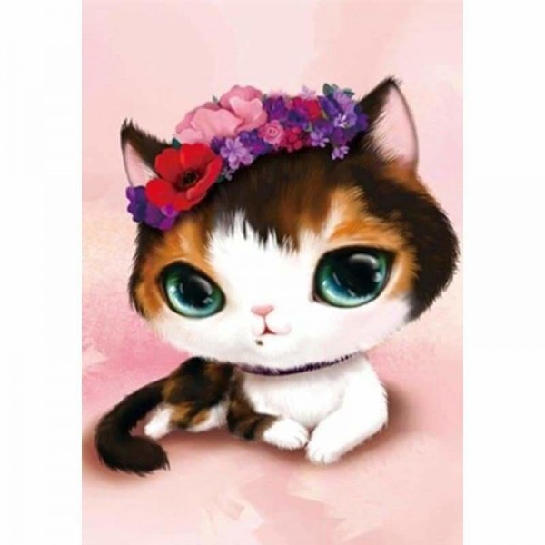 Volledige boor - 5D DIY Diamond Painting Kits Cartoon Cute Big Eyes Cat