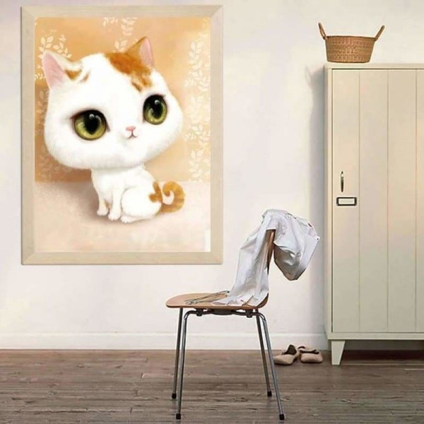 Volledige boor - 5D DIY Diamond Painting Kits Cartoon Cute Big Eyes Cat