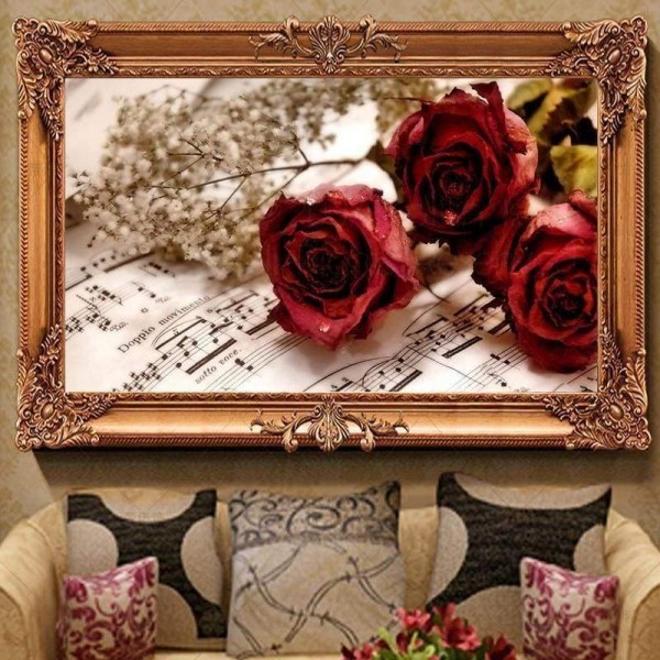 Volledige boor - 5D DIY Diamond Painting Kits Rose Flower bladmuziek