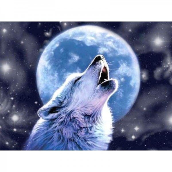 Volledige boor - 5D DIY Diamond Painting Kits Wolf Moon Starry UK