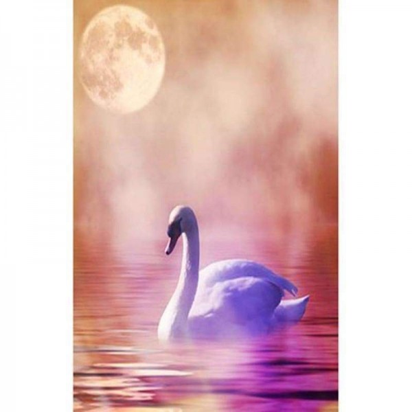 Volledige boor - 5D DIY Diamond Painting Kits Kleurrijke droom maanzwaan