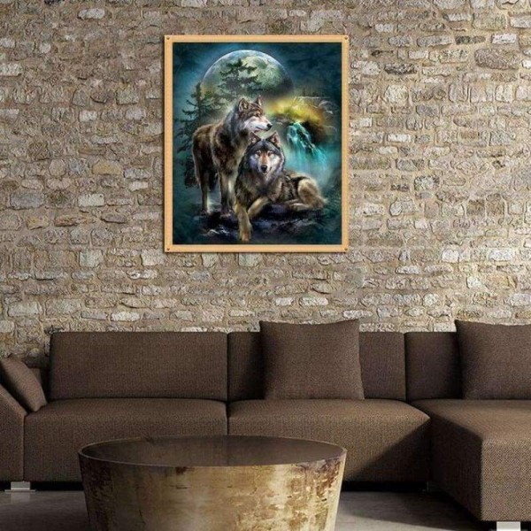 Volledige boor - 5D DIY Diamond Painting Kits Cartoon Moon Cool Wolf