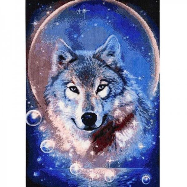 Volledige boor - 5D DIY Diamond Painting Kits Kleurrijke Dream Moon Wolf