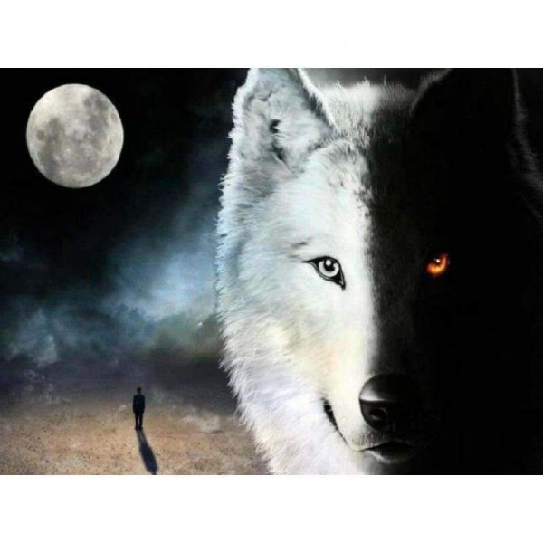 Volledige boor - 5D DIY Diamond Painting Kits Artistiek Maan Nacht Wolf