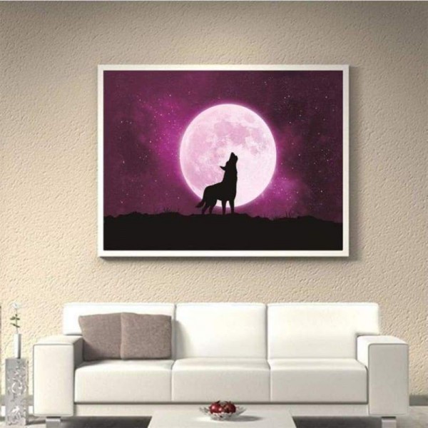 Volledige boor - 5D DIY Diamond Painting Kits Dream Moon Wolf Starry Sky