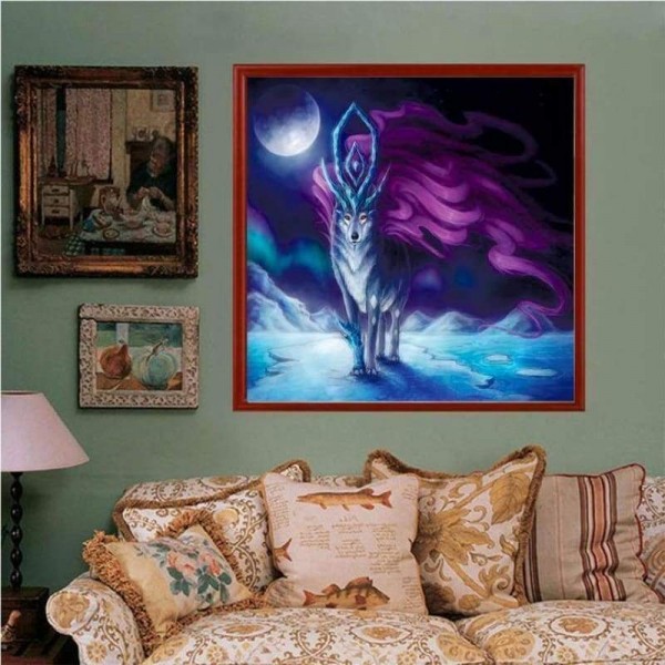 Volledige boor - 5D DIY Diamond Painting Kits Dream Moon King Of Wolf