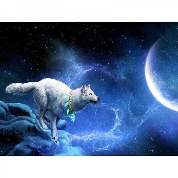 Volledige boor - 5D DIY Diamond Painting Kits Dream Wolf Moon