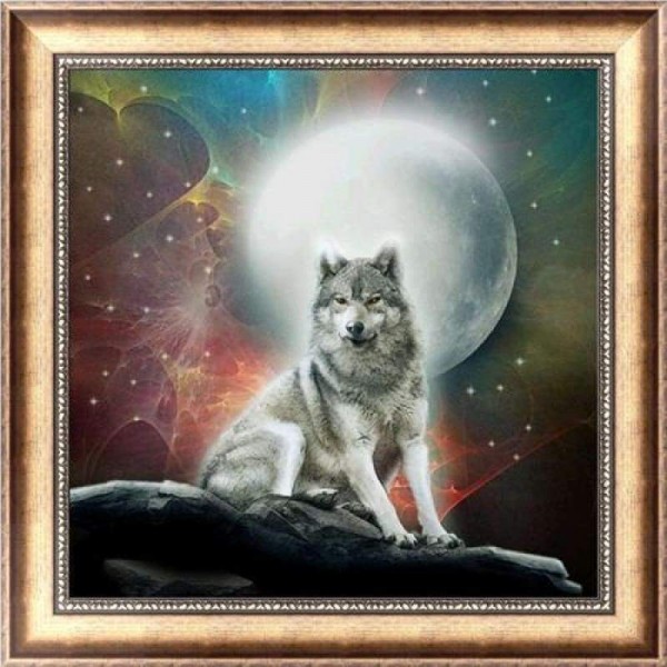 Volledige boor - 5D DIY Diamond Painting Kits Dream Moon Wolf