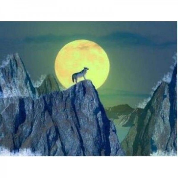 Volledige boor - 5D DIY Diamond Painting Kits Dream Moon Animal Wolf