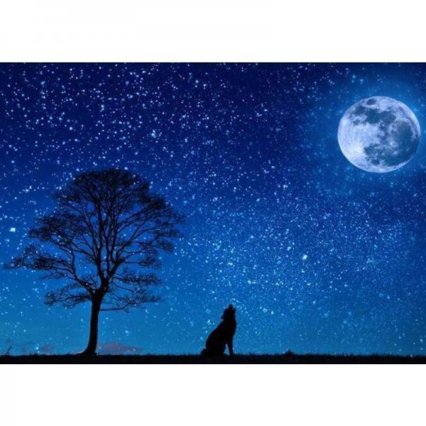 Volledige boor - 5D DIY Diamond Painting Kits Wolf Moon Starry UK